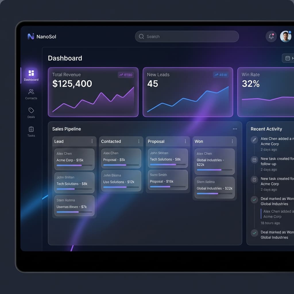 NanoSol CRM Dashboard Preview